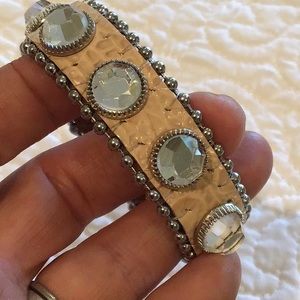 Biella rhinestone leather wrap bracelet